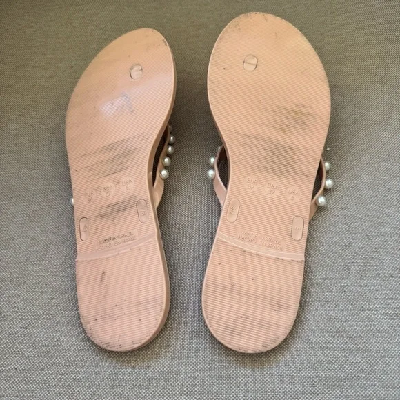 Stuart Weitzman Goldie Jelly Flip Flop Pearls Size US 8 EU 39 Dusty Pink - Picture 5 of 9